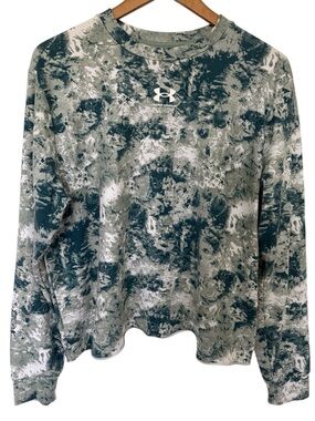 Under Armour Essential Cloud Dye Cropped Crewneck Teal White XL EUC